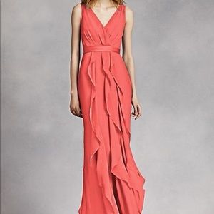 Vera Wang Coral Chiffon Bridesmaid Dress